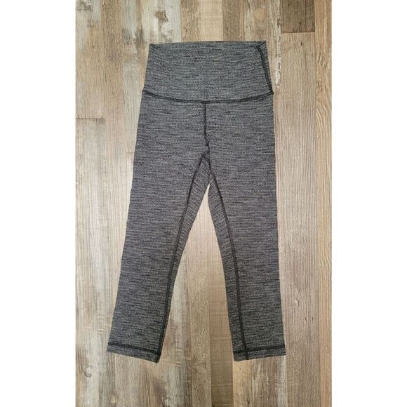 Lululemon Womens Size 4 Wunder Under High Rise Leggings Heathered Gray/blk - Picture 2 of 7